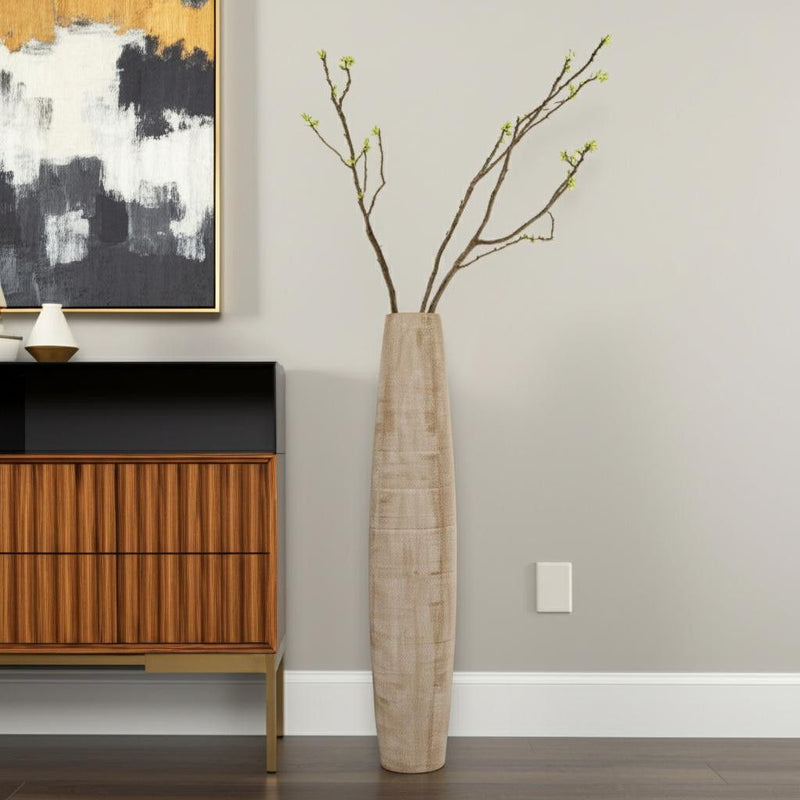 Geometric Cylinder Floor Vase - Gold