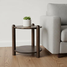 Load image into Gallery viewer, Marble Solid Wood End Table With Shelf - Brown

