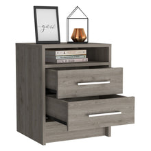 Load image into Gallery viewer, Open Compartment Two Drawer Nightstand - Light Gray

