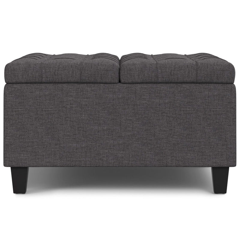 Fabric Cocktail Ottoman With Storage - Gray / Brown