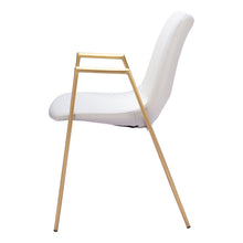 Load image into Gallery viewer, Upholstered Faux Leather Open Back Dining Room Arm Chairs (Set of 2) - White
