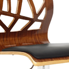 Load image into Gallery viewer, Contemporary Faux Leather And Wood Low Back Adjustable Height Bar Chair - Black

