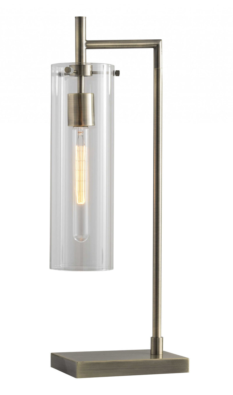 Novelty With Clear Cylinder Shade - Brass