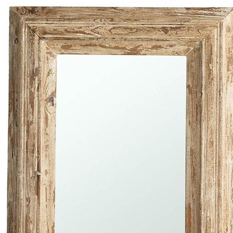 39" Distressed Framed Accent Mirror - Natural