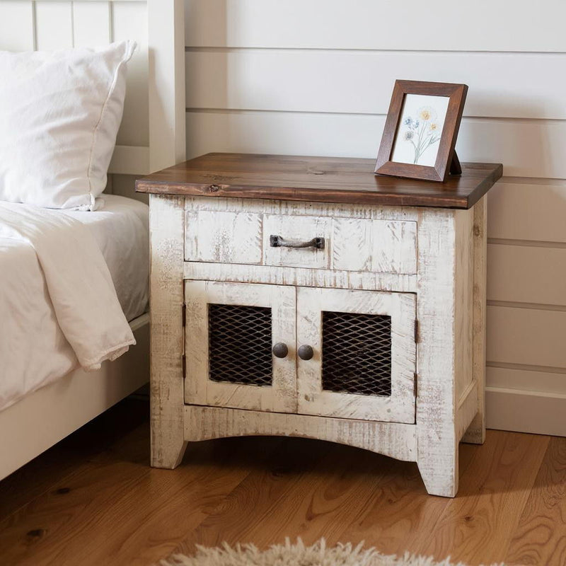 27" One Drawer Nightstand - White / Dark Brown
