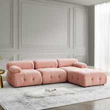 Load image into Gallery viewer, Modular Sectional Sofa, Button Tufted Designed and DIY Combination,L Shaped Couch with Reversible Ottoman, Pink Velvet
