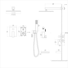 Load image into Gallery viewer, Square Shower System With Waterfall Tub Spout And Rough In Valve, Wall Mounted
