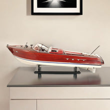 Load image into Gallery viewer, Hand Painted Decorative Boat - Red / White / Brown
