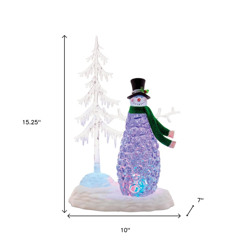 Plastic Trees Christmas Snowman Tabletop Sign With LED - White
