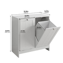 Load image into Gallery viewer, Tilted Laundry Hamper With Removable Basket, Hidden Laundry Hamper, Bathroom Storage Cabinet, Free Standing Organizer - White
