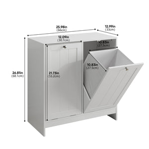 Tilted Laundry Hamper With Removable Basket, Hidden Laundry Hamper, Bathroom Storage Cabinet, Free Standing Organizer - White