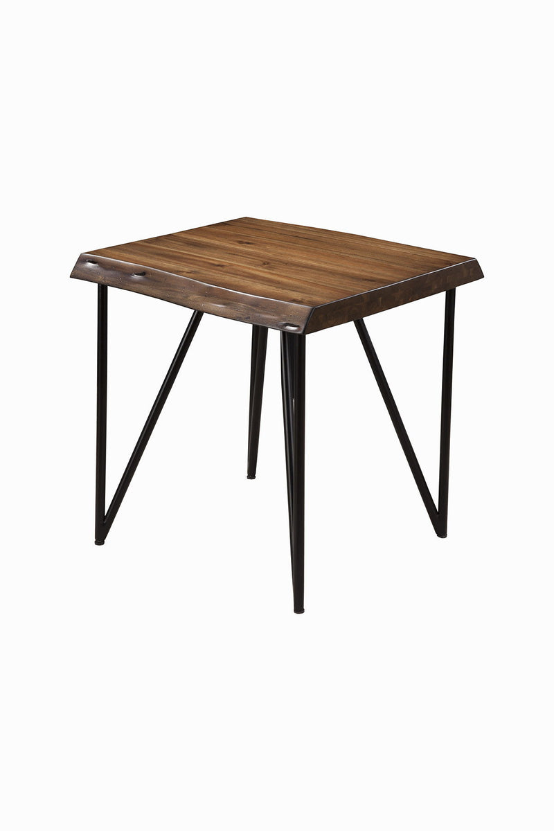 Solid Wood End Table - Black And Wood Brown