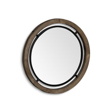 Load image into Gallery viewer, 24" Round Framed Accent Mirror - Black / Brown
