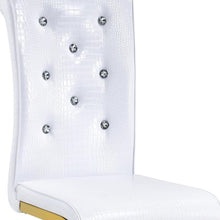 Load image into Gallery viewer, Faux Leather Metal Dining Side Chairs (Set of 4) - White / Gold

