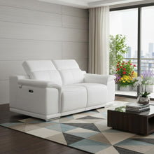 Load image into Gallery viewer, Italian Leather, Power Reclining Loveseat - White / Silver
