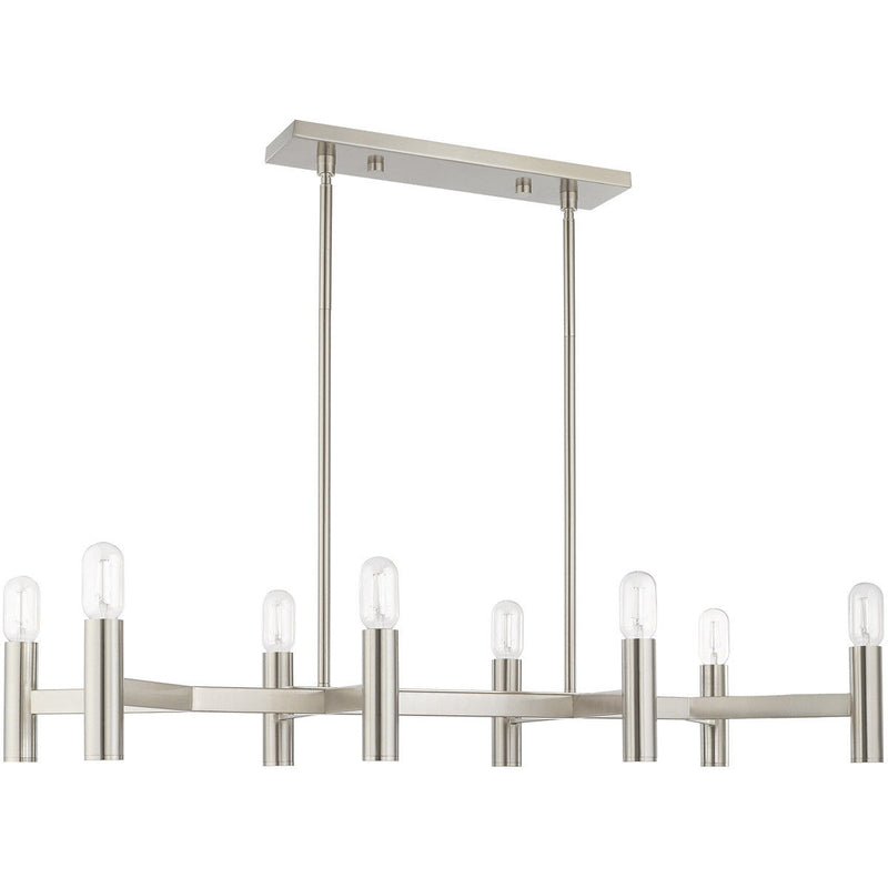 18" Eight Light Dimmable Chandelier With Shades - Nickel