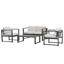 Load image into Gallery viewer, Navan - 4 Pieces Chat Set - Black / Beige
