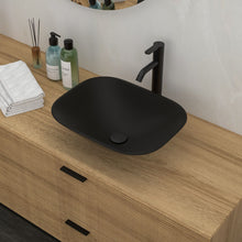 Load image into Gallery viewer, Artistic Tempered Glass Vessel Sink With Faucet And Pop Up Drain - Matte Black
