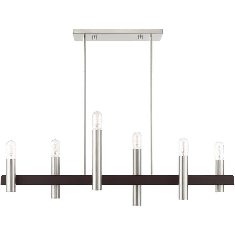 24" Six-Light Dimmable Chandelier With Shades - Bronze