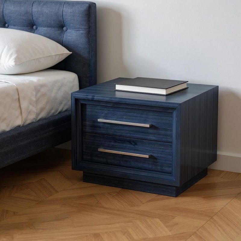 Sapphire Wood Two Drawer Nightstand - Blue