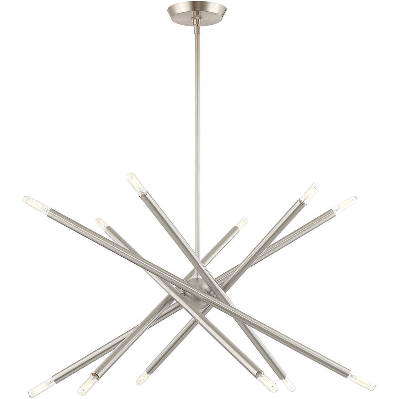 Six-Light Dimmable Chandelier With Shades - Nickel