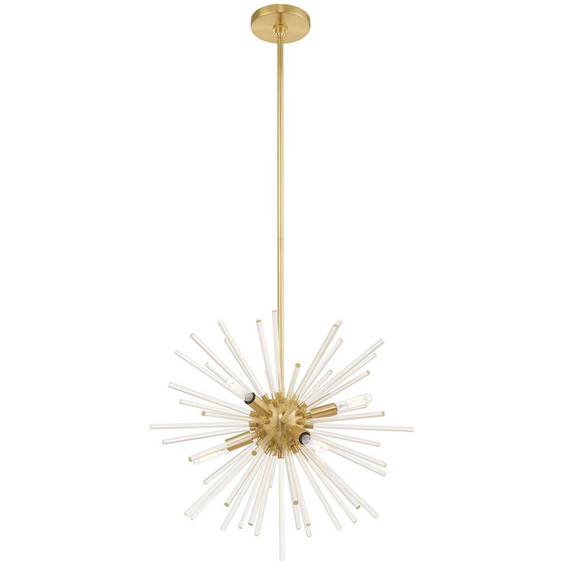 25'' Six Light Dimmable Chandelier With Shades - Brass