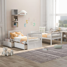 Load image into Gallery viewer, Twin Over Twin Bunk Bed With Drawers, Convertible Beds

