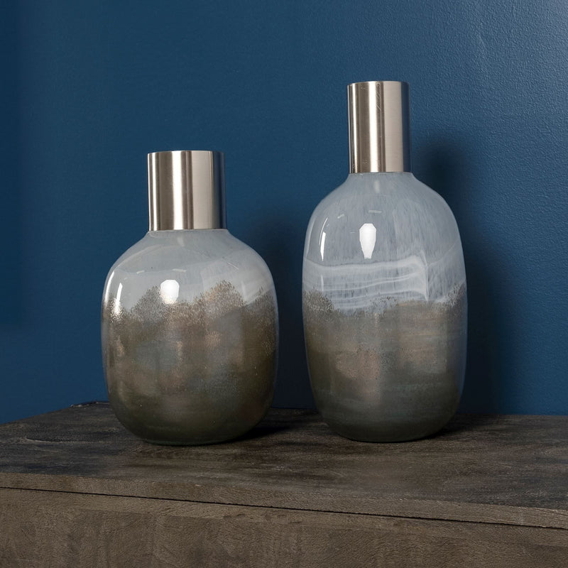 Ombre Cylinder Table Vase (397562) - Bronze / White