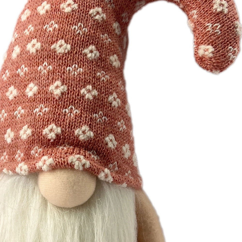 Fabric Christmas Santa Standing Gnome - Pink / White