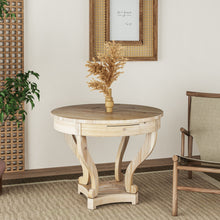 Load image into Gallery viewer, Curved Legs Farmhouse Style Small Size Round Dining Table End Table Side Table Coffee Table For Dinette, Kitchen, Dining Room Or Living Room - Natural Wood Grain Distressed
