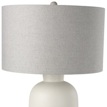 Load image into Gallery viewer, 33" Ceramic Round Bedside Lamp With Gray Drum Shade - Cream
