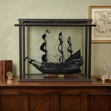 Load image into Gallery viewer, Hand Painted Pirate Medium Open Display Case Model Boat - Black / Pearl
