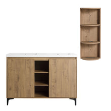 Load image into Gallery viewer, Elegant 48" Freestanding Bathroom Vanity With Double Resin Sink And Storage Rack Soft Close Doors - Imitative Oak
