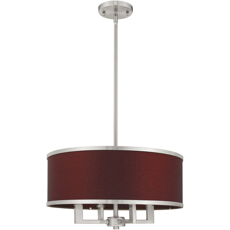 18'' Four-Light Dimmable Chandelier With Shades - Nickel / Pearl Silver