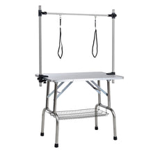 Load image into Gallery viewer, Folding Dog Pet Grooming Table Stainless Steel Frame Rubber Mat On Board With Adjustable Arm And Clamps Pet Dog Cat Grooming Table
