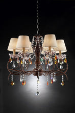 Load image into Gallery viewer, Hanging Ceiling Lamp With Clear And Amber Crystals - Burnished Bronze
