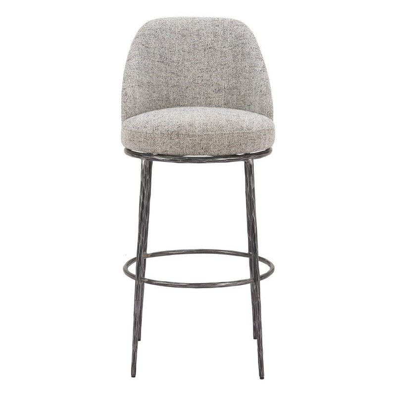 Fabric And Steel Bar Height Swivel Bar Chair - Gray And Black