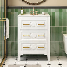 Load image into Gallery viewer, Bathroom Vanity With Sink, Free Standing Single Set, 3 Drawer Storage Cabinet
