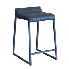 Load image into Gallery viewer, Leather Low Back Counter Height Bar Chair With Footrest 27" - Dark Gray
