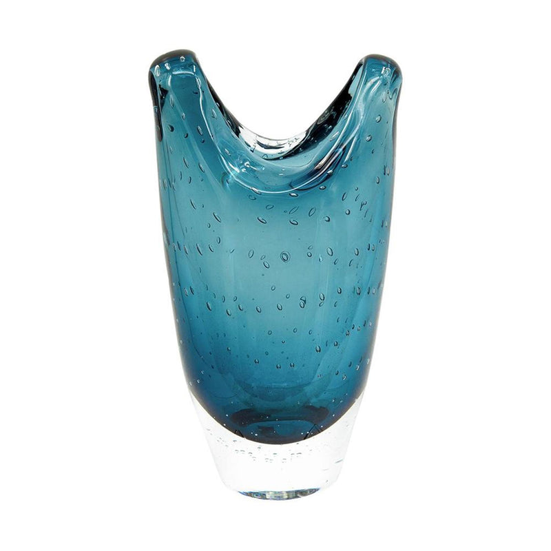 Bubble Oval Table Vase - Cerulean / Clear
