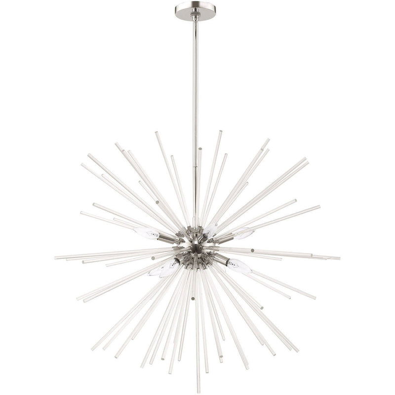 38" Eight Light Dimmable Chandelier With Shades - Silver