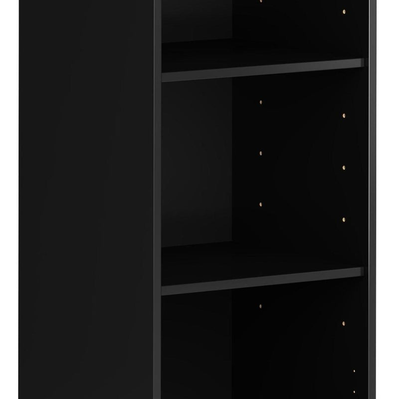 Solid Wood Adjustable Three Tier Library Bookcase - Black