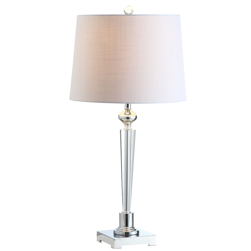Table Lamp With Drum Shade - White / Clear / Silver