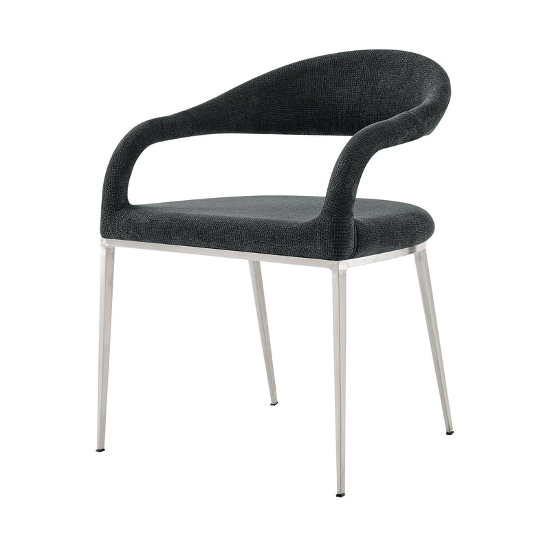 Upholstered Polyester Open Back Dining Arm Chairs (Set of 2) - Gray