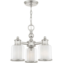 Load image into Gallery viewer, Three Light Metal Dimmable Chandelier With Shades - Nickel / Clear / Opal
