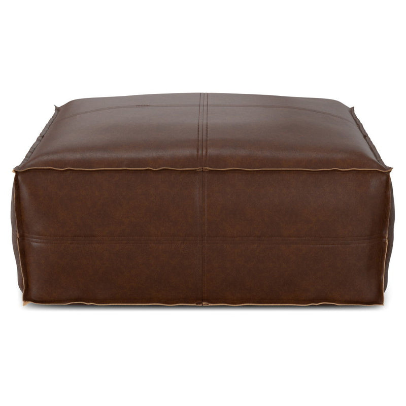 30" Pouf Ottoman Faux Leather - Brown