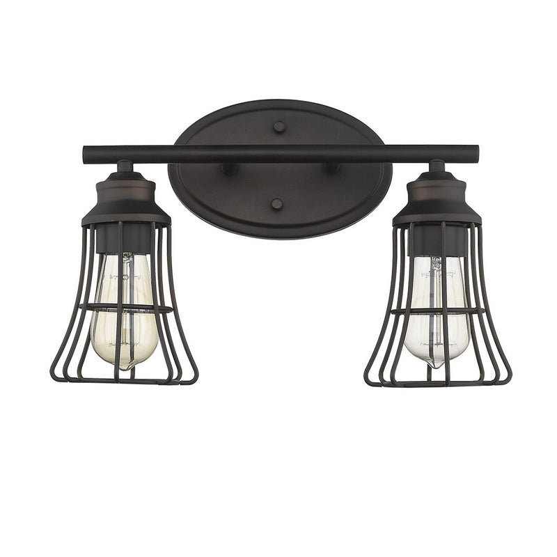 Two Light Cage Wall Light - Bronze