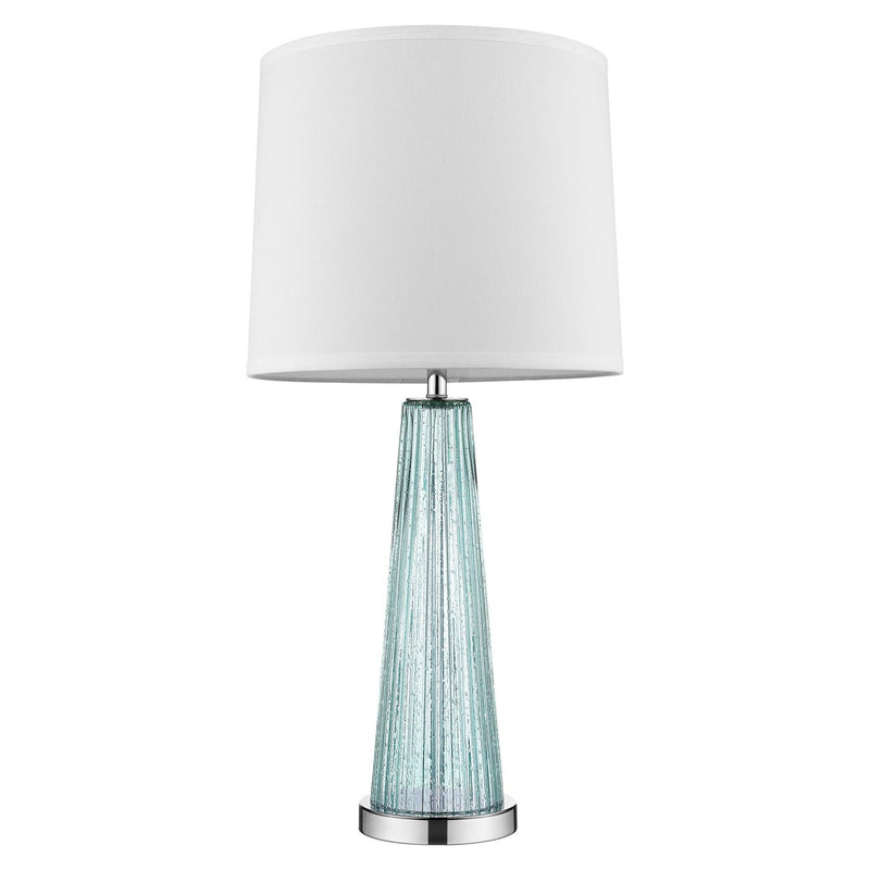 Glass Buffet Lamp With Off-White Empire Shade - Aqua
