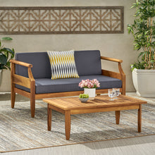 Load image into Gallery viewer, Aston - 2 Piece Wood Outdoor Patio Conversation Seating Set With Cushions
