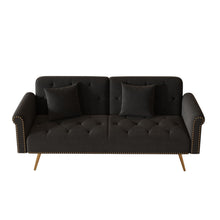 Load image into Gallery viewer, Luxurious Sofa Bed With Nail Head Trim And Matching Pillow
